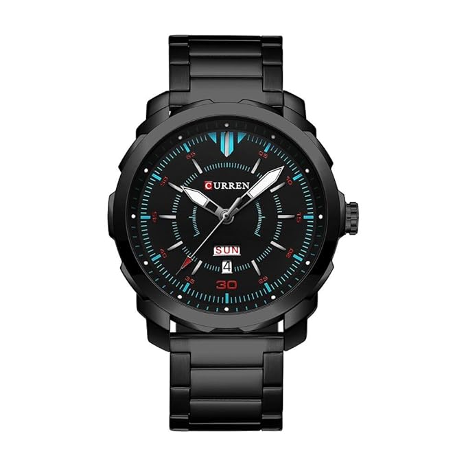 Picture of CURREN C8266S Black Stainless Steel Watch For Men - Black & Blue