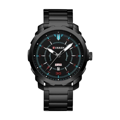 Picture of CURREN C8266S Black Stainless Steel Watch For Men - Black & Blue