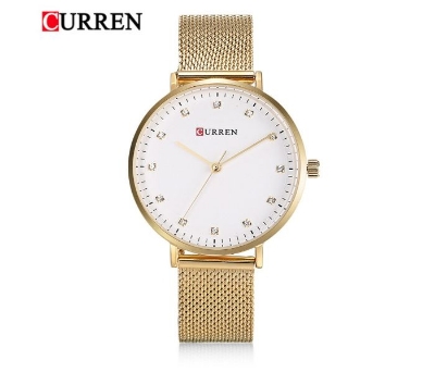 Picture of Curren C9023S Stainless Steel Quartz Movement Analog Watch for Women - Golden & White