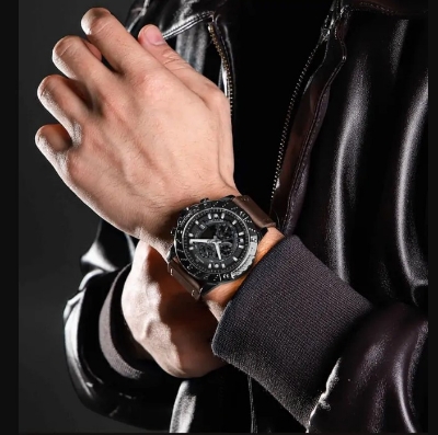 Picture of NAVIFORCE NF8055L PU Leather Chronograph Watch For Men’s –Black & Chocolate