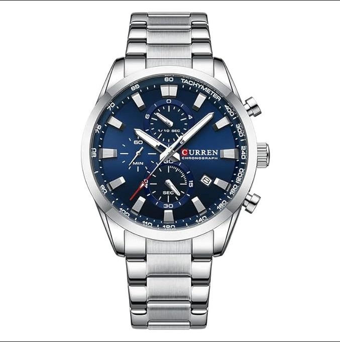 Picture of Curren C8445S Quartz Stainless Steel Men’s Watch – Silver & Blue