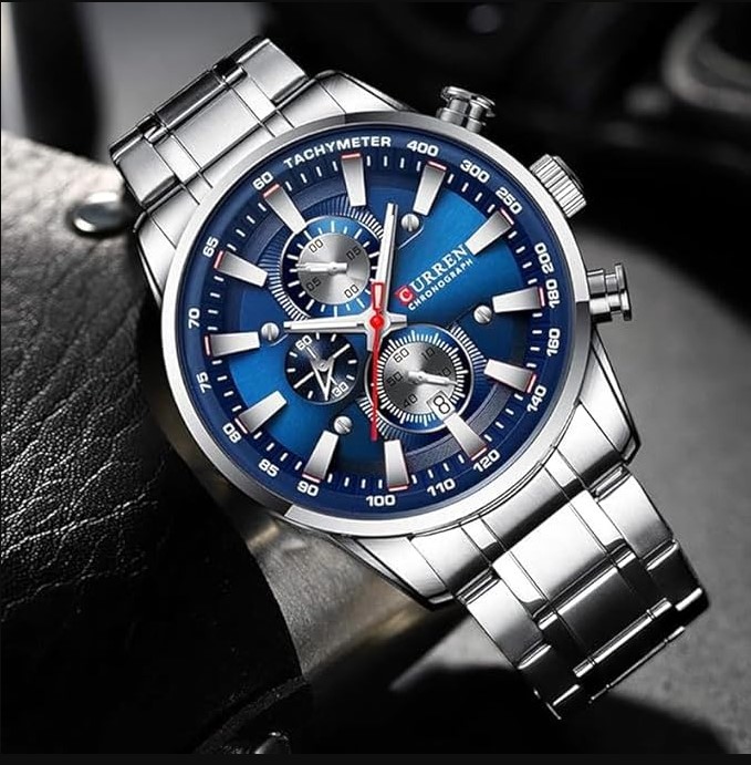 Picture of Curren C8445S Quartz Stainless Steel Men’s Watch – Silver & Blue