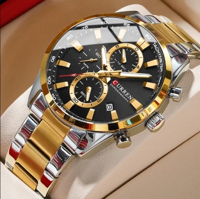 Picture of Curren C8445S Quartz Stainless Steel Men’s Watch – Silver Golden & Black