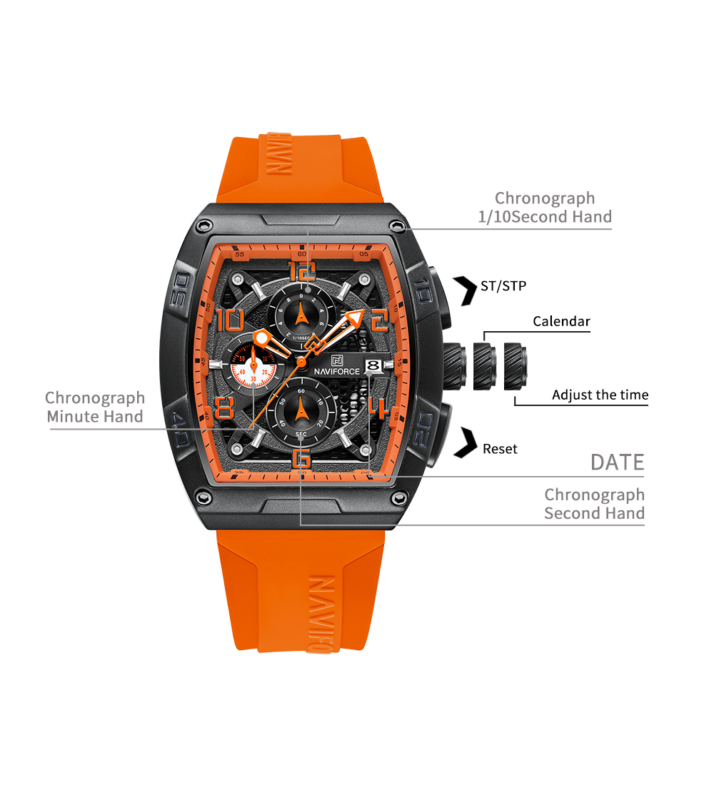 Picture of NAVIFORCE NF8052 Luminous Hollow Dial Barrel-shaped Sports Watch