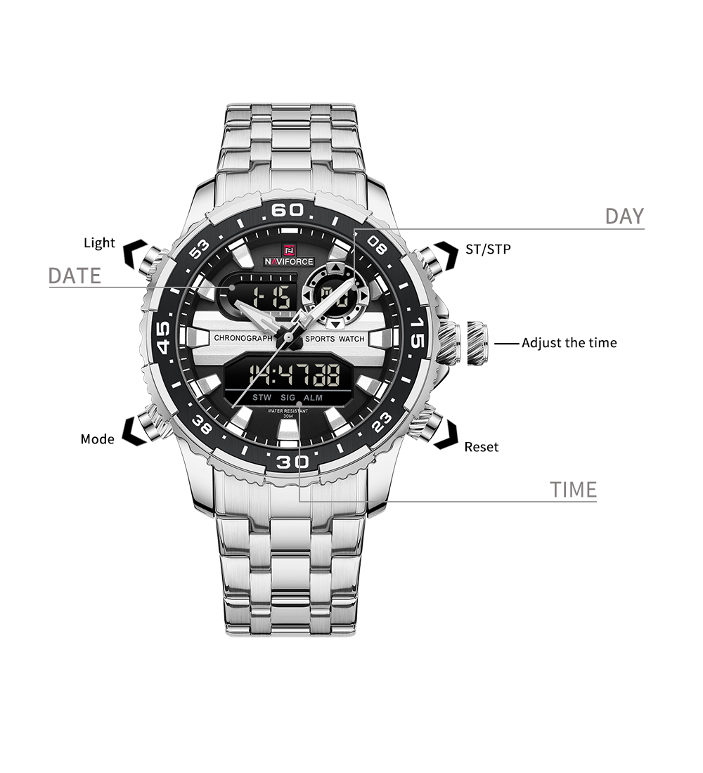 Picture of NAVIFORCE NF9234 Multi-Function Dual-Display Heavy Machinery Design Watch For Men