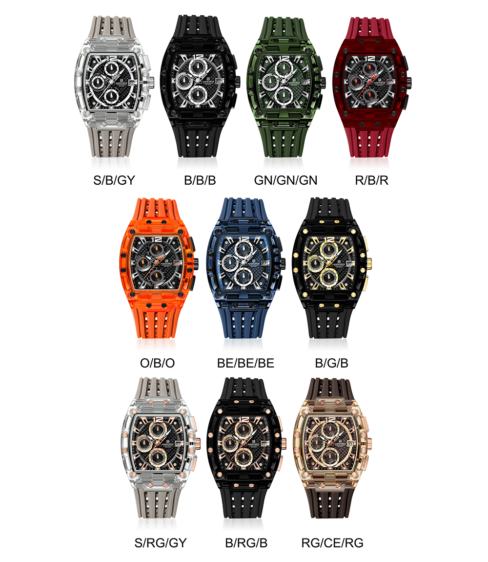 Picture of NAVIFORCE NF7105 Sports Transparent Waterproof Quartz Silicone Multifunctional Chronograph Men Watch