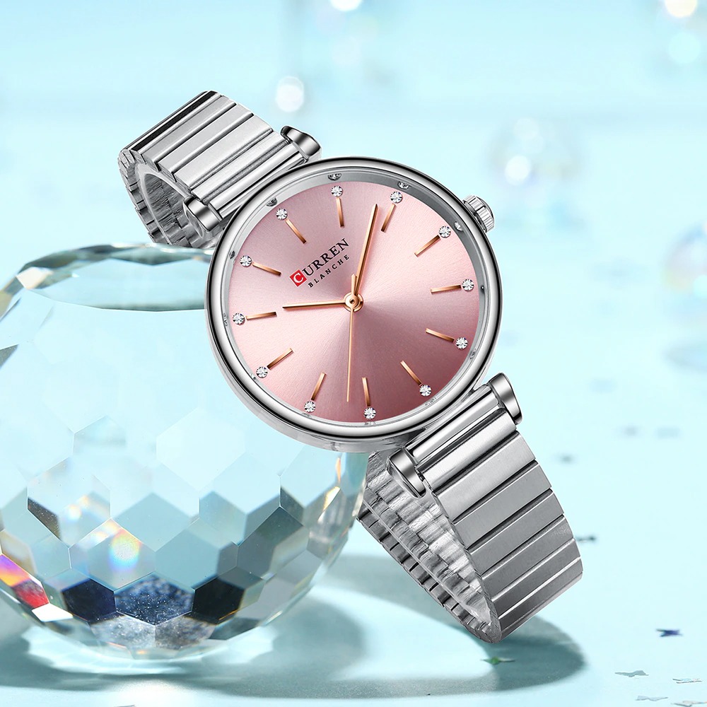 Picture of CURREN C9081L Stainless Steel Analog Wrist Watch For Women - Silver & Pink