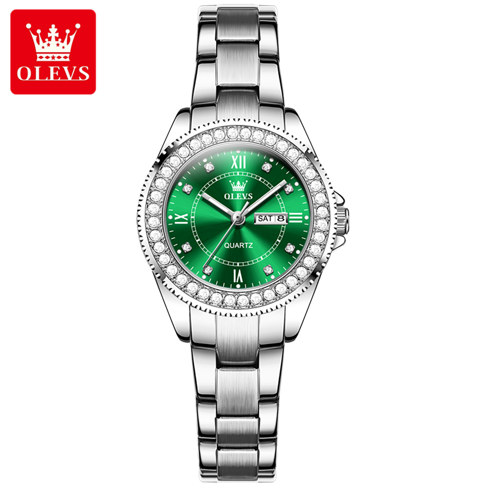 Picture of Olevs 9993F Silver Stainless Steel Analog Wrist Watch For Women