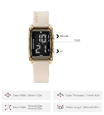 Picture of NAVIFORCE NF7118 5ATM Waterproof Fashionable Youth Kids Sports Digital Watch with LCD Date and Silicone Strap
