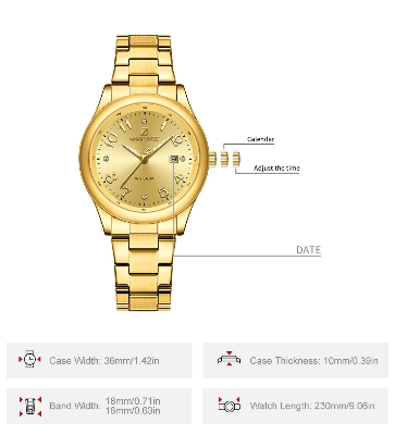 Picture of NAVIFORCE NF5059 Japanese Quartz Movement Women’s Elegant Watch Stainless Steel Band 3ATM Waterproof Luxury Wristwatch