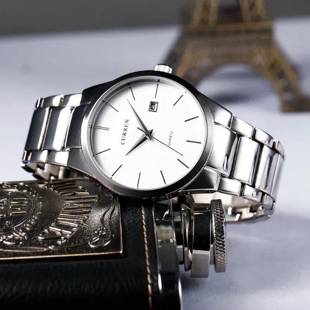 Picture of Curren C8106S Stainless Steel Analog Wrist Watch for Men-Silver White