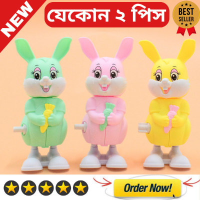 Picture of 2 Pieces Clockwork Rabbit Key Toys for Kids - Jumping and Running Toy for Early Development, Shape and Colors Learning