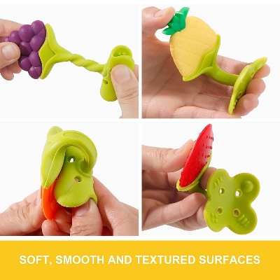 Picture of Fruit Shaped Silicone Baby Teether Non-toxic Safety Soft Teether for Baby Teething Relief Toddlers Baby Teething Toy Gift