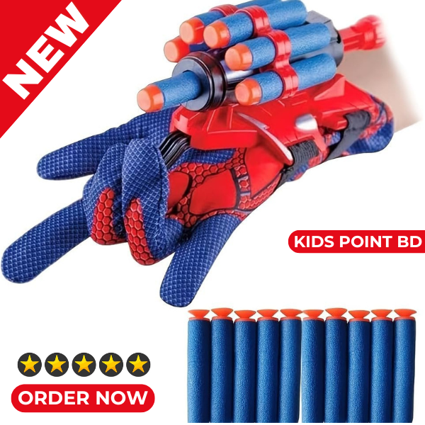 Picture of Spiderman Toy for Kids (5 Pieces of Launcher Gun Bullet- Marvel Avengers, Batman, Star Wars, Spiderman Web Shoo.ter Real Action Toys With Gloves for Pre-School Action Boys Figures, Playsets, Educational Toys, Launchers Toy)