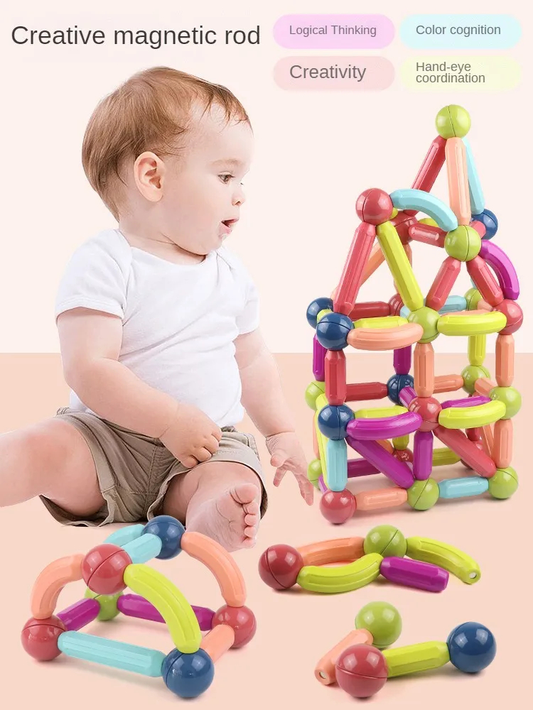 Picture of Strong Magnetic Stick Toys Set for Children's Brain Development and Educational STEM Toys (Kids Intellectual Development with Magnetic Building Blocks, Rods & Balls Construction Toy Set for Best Gifts) - Baby Toys for Early Education Stacking Blocks