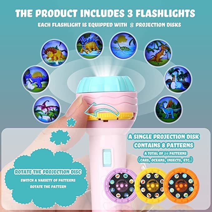Picture of Projector Light Toy for Kids Flashlight Story book Educational Light-up Toys Sleep Light Preschool Fairy Tale Projection Lamp gift