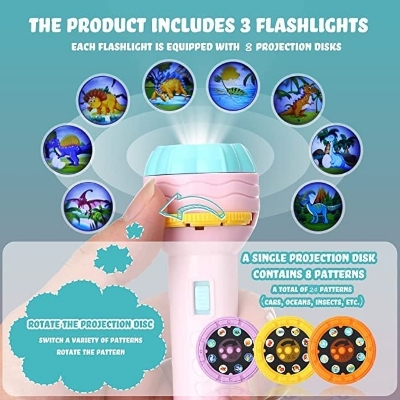 Picture of Projector Light Toy for Kids Flashlight Story book Educational Light-up Toys Sleep Light Preschool Fairy Tale Projection Lamp gift