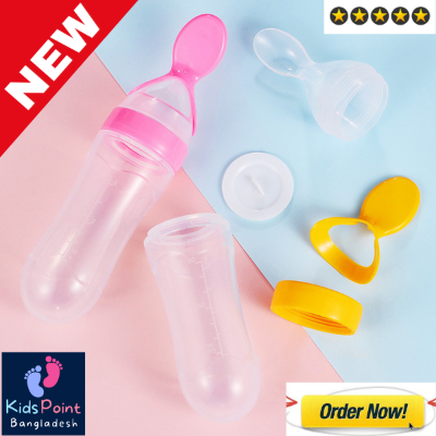 Picture of Silicon Baby Food feeder bottle rice cereal with soft squeeze spoon (Multicolour) -China
