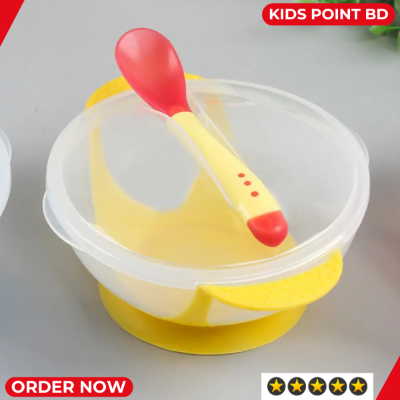 Picture of Premium Baby Suction Feeding Bowl With Lid, Spoon - 1 Set Multicolor Bowl