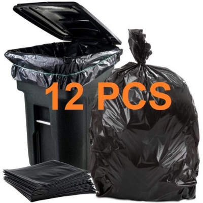 Picture of 12PCS Black (24" X20") Trash Bag / Poly Bag / Garbage Bag / Moyla Felar Bag / Polibag