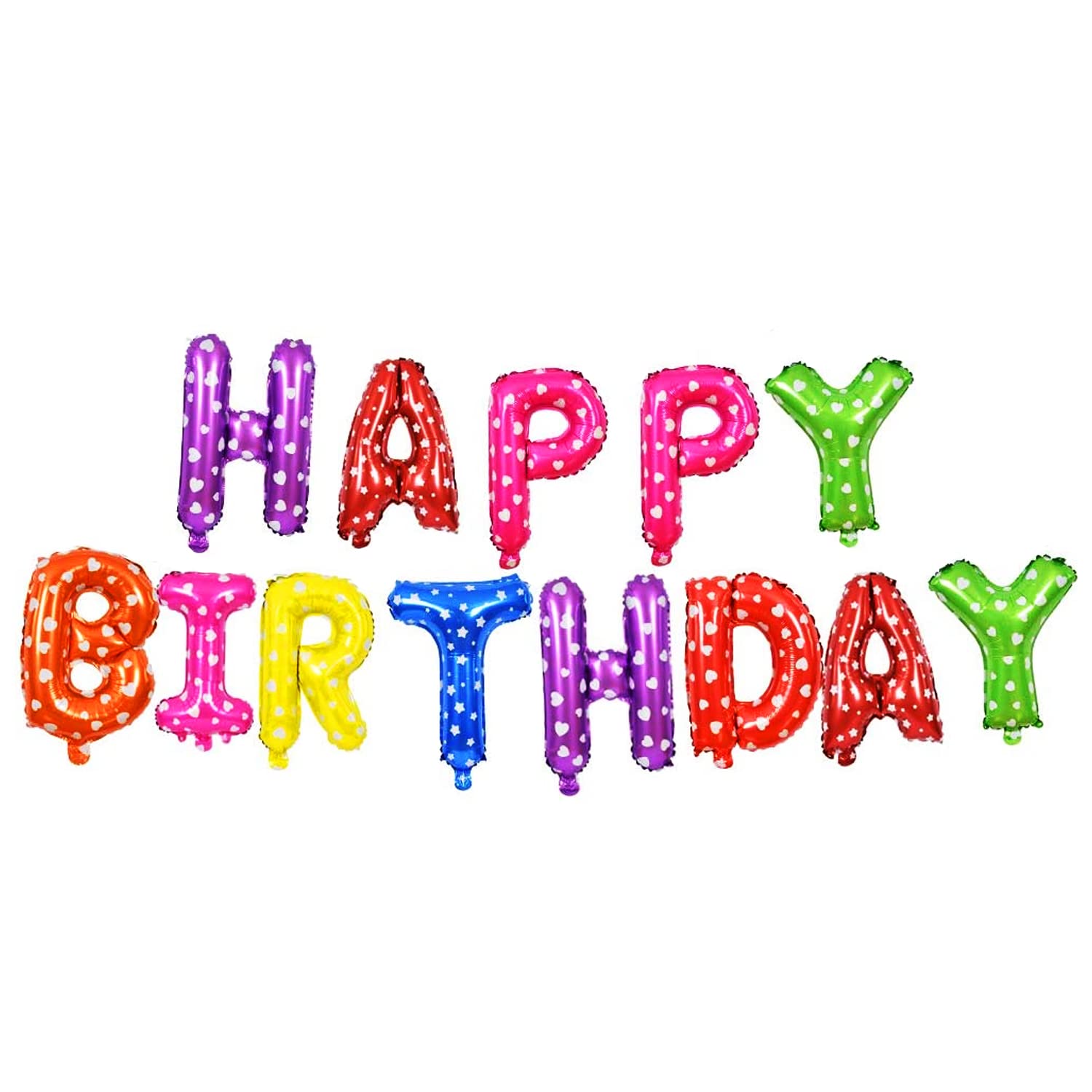 Colorful Happy Birthday Foil Banner Balloons in Multicolor, Black, Red, Golden, Silver, Blue, Pink & Rose Gold- (Pack of 1 Pcs)