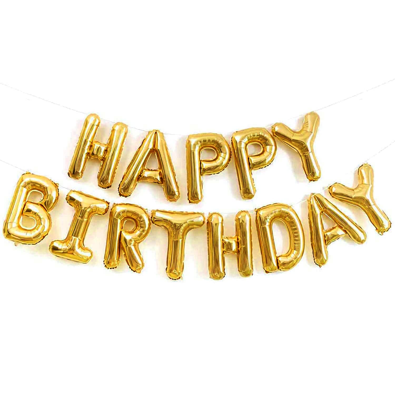 Colorful Happy Birthday Foil Banner Balloons in Multicolor, Black, Red, Golden, Silver, Blue, Pink & Rose Gold- (Pack of 1 Pcs)
