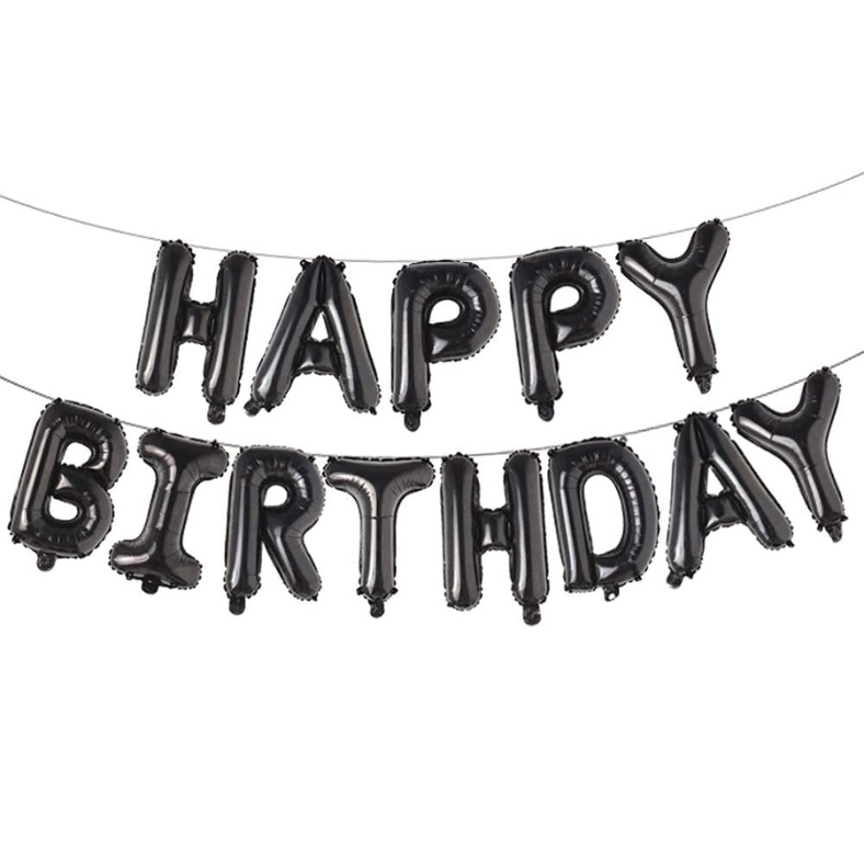 Colorful Happy Birthday Foil Banner Balloons in Multicolor, Black, Red, Golden, Silver, Blue, Pink & Rose Gold- (Pack of 1 Pcs)
