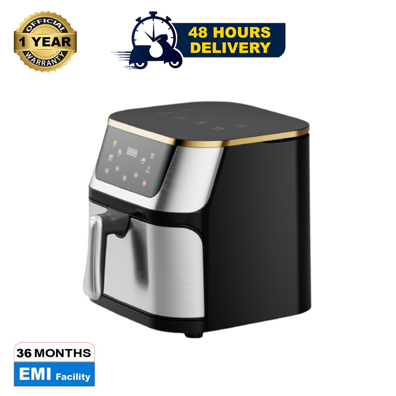 Picture of Gazi Smiss 1300W 8 Litre Air Fryer (GA-AF-13) with Stainless Steel Surface and Automatic Shut Off Technology and Frying, Advance Touch Control with Seven Pre-set Programs 