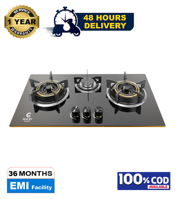 Picture of Gazi Smiss Triple Burner Glass Body Gas Stove EG-B712G