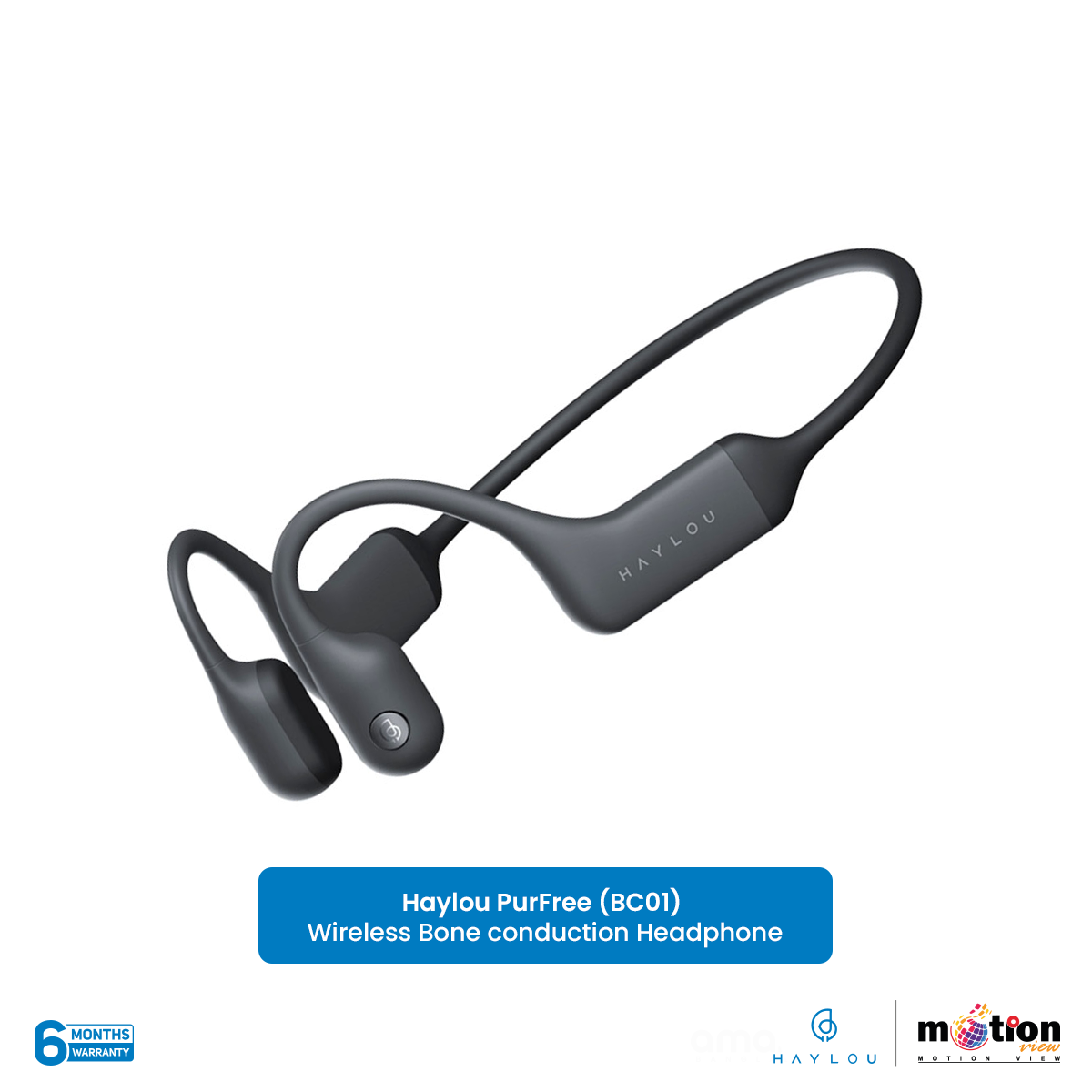 Picture of Haylou PurFree (BC01) Wireless Bone Conduction, Advanced Waterproof, HD Sound , Long Battery Life Headphone With Magnetic Fast Charging - Black