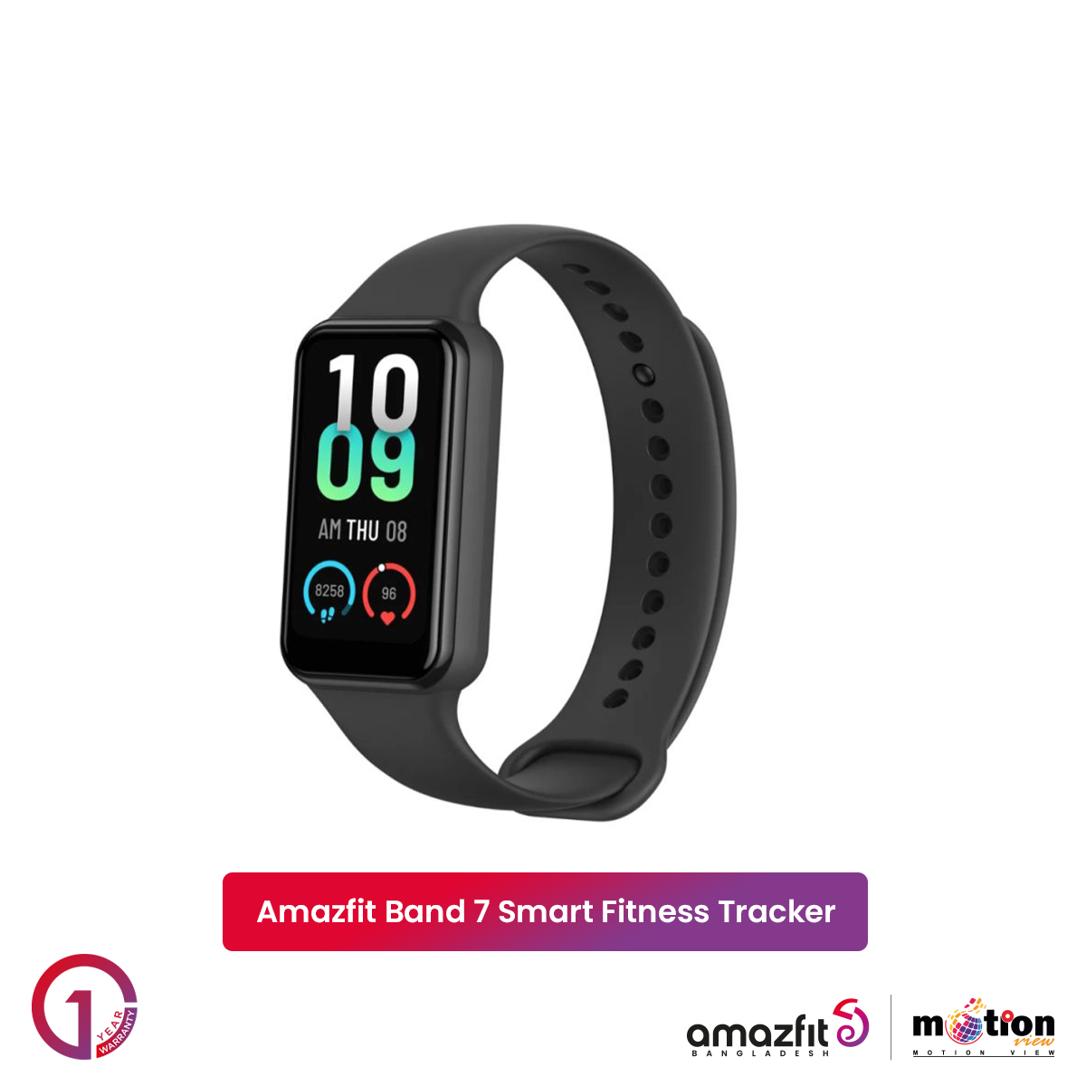 Picture of Amazfit Band 7  1.47-inch HD AMOLED display smart fitness tracker with spo2 & 120 sports modes - black - Smart Band