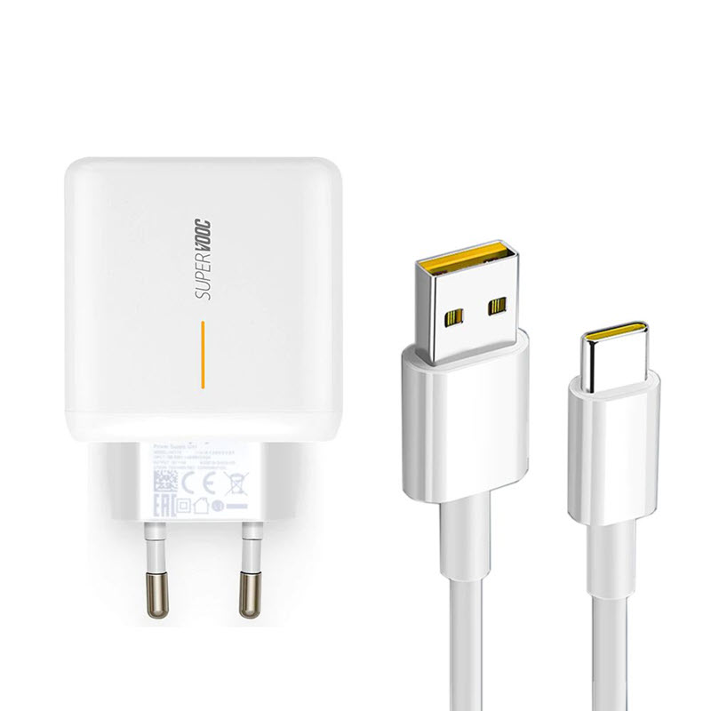 Picture of Realme 65W SuperDART Flash Power Adapter with Type C Charging Cable - White