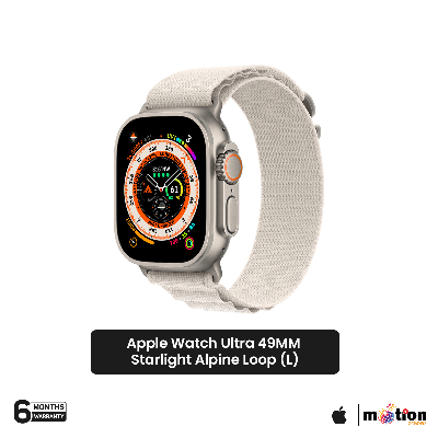 Picture of Apple Watch Ultra [GPS + Cellular 49mm] Smart watch w/Rugged Titanium Case & Starlight Alpine Loop Small Fitness Tracker, Precision GPS, Action Button, Extra-Long Battery Life, Brighter Retina Display [ Large ]