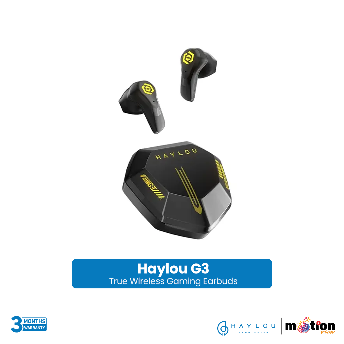 Picture of HAYLOU G3 TWS Gaming Earphone Professional Gaming Mode BT5.2 Headphone With Unique Charging Case Glaring RGB Light Earbuds