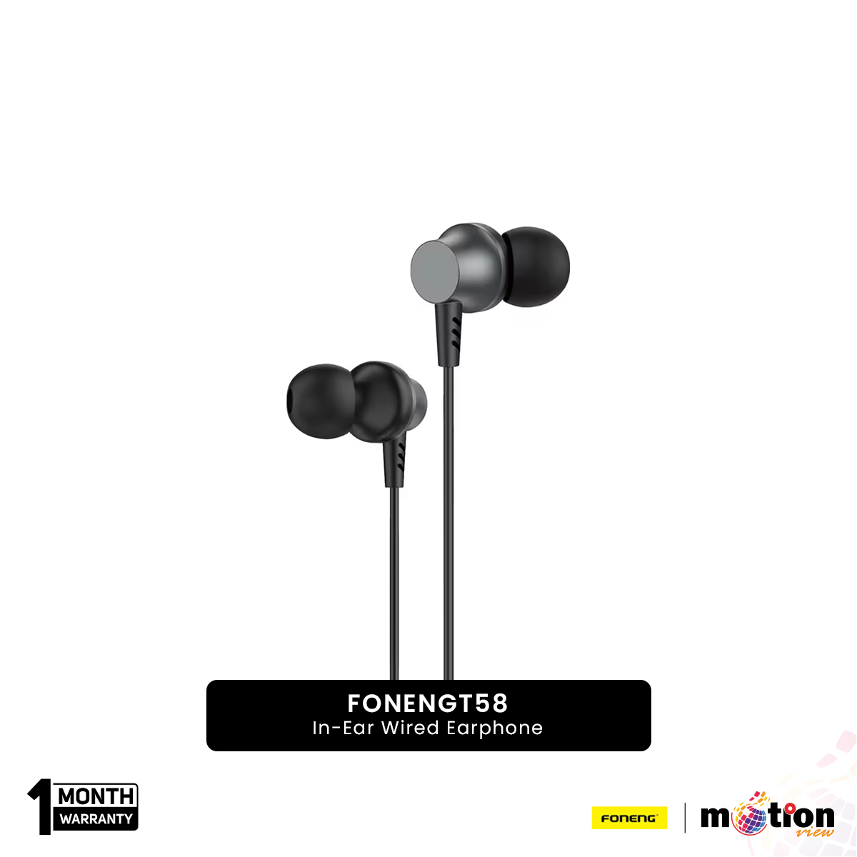 Picture of FONENG T58 Angled In-Ear Wired Earphone - Black