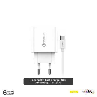 Picture of FONENG 18W Fast Charger QC3 with Cable Type - C - White (EU46)