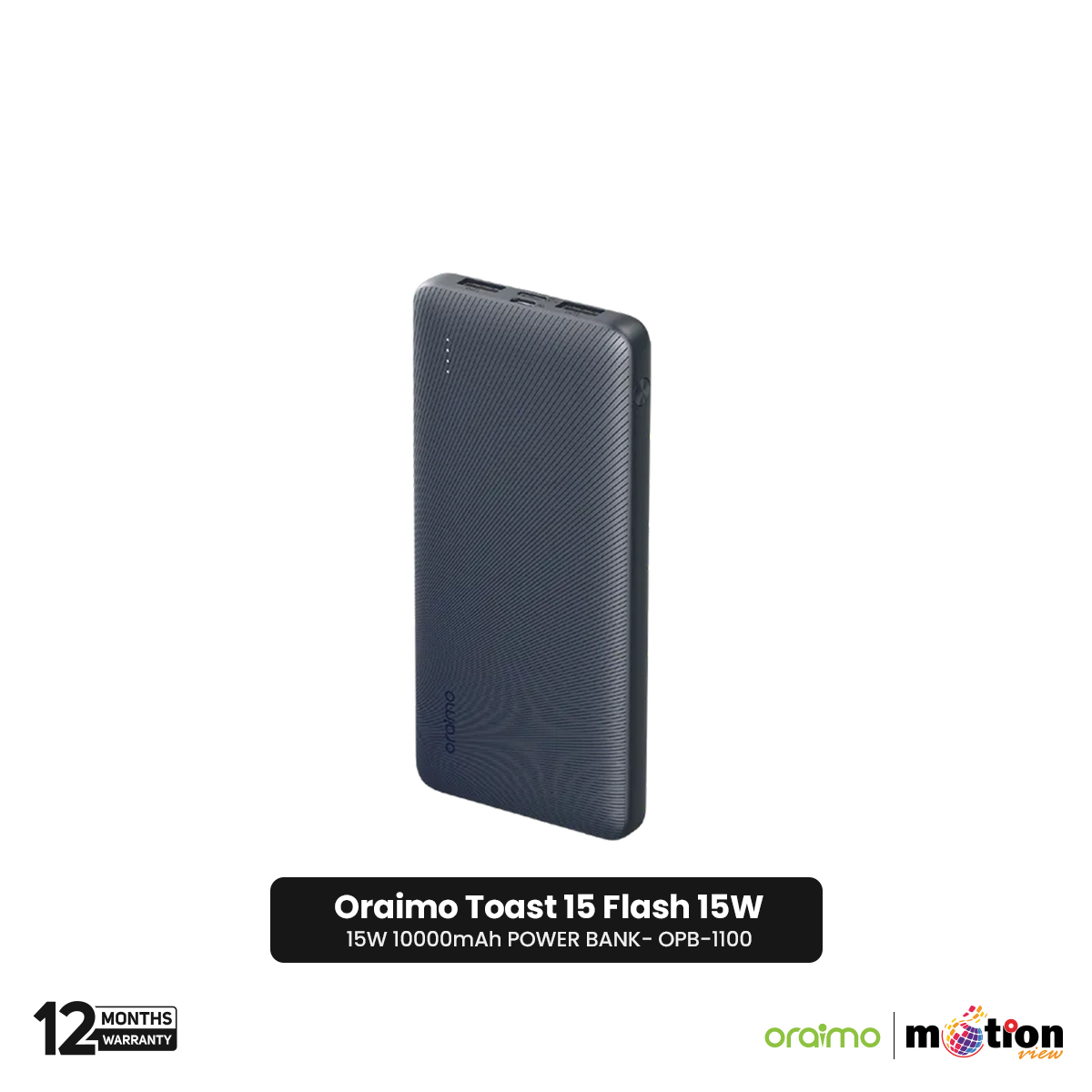 Picture of Oraimo 15W 10000mAh Power Bank Type C (OPB-1100) - Black