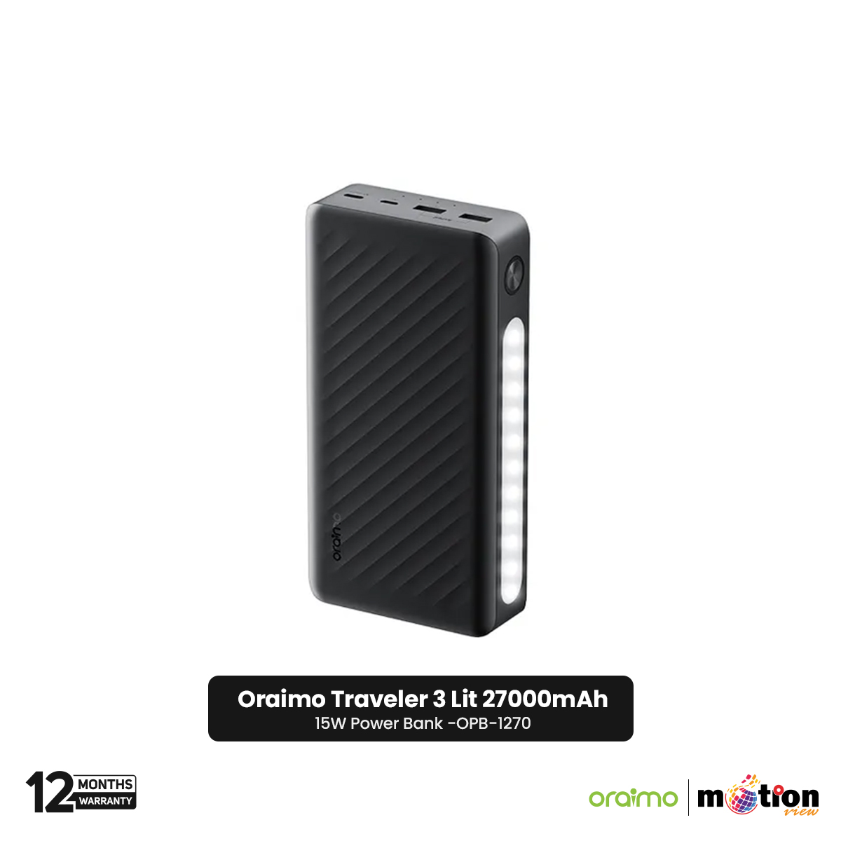 Picture of Oraimo Raveler 3 Lit 27000mAh 15W Power Bank (OPB-1270) - Black