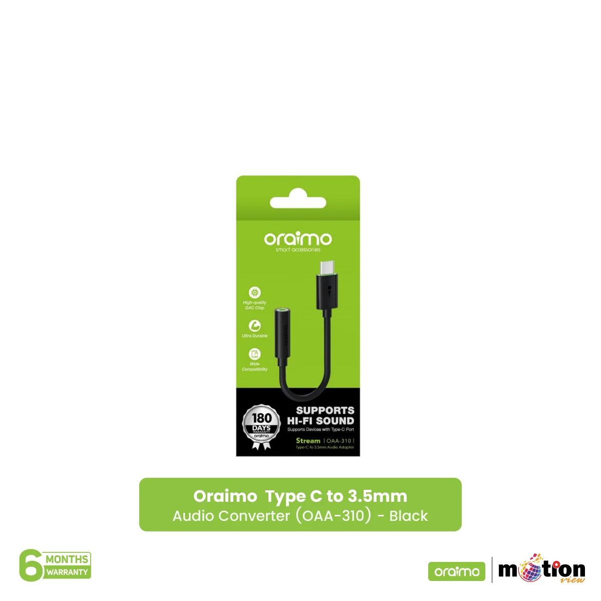Picture of Oraimo  Type C to 3.5mm Audio Converter (OAA-310) - Black