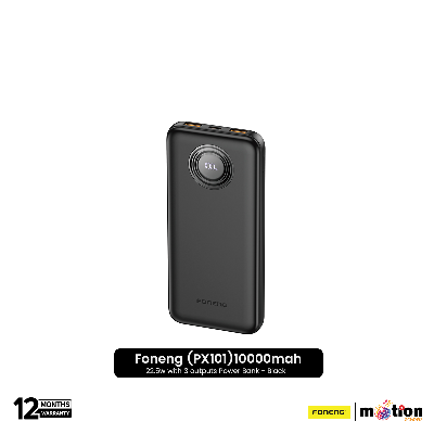Picture of Foneng (PX101) 10000mah 22.5w with 3 outputs Power Bank - Black