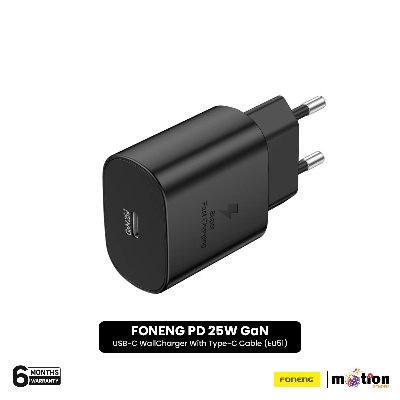 Picture of FONENG PD 25W GaN USB-C Wall Charger With Type-C Cable (EU51) Black