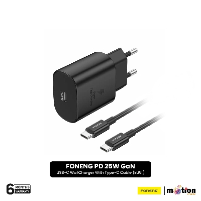 Picture of FONENG PD 25W GaN USB-C Wall Charger With Type-C Cable (EU51) Black