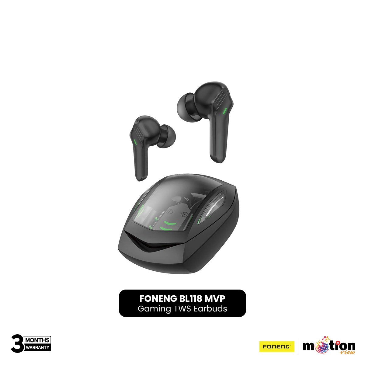 Picture of FONENG BL118 MVP Gaming TWS Earbuds with Stereo Sound Music- Black