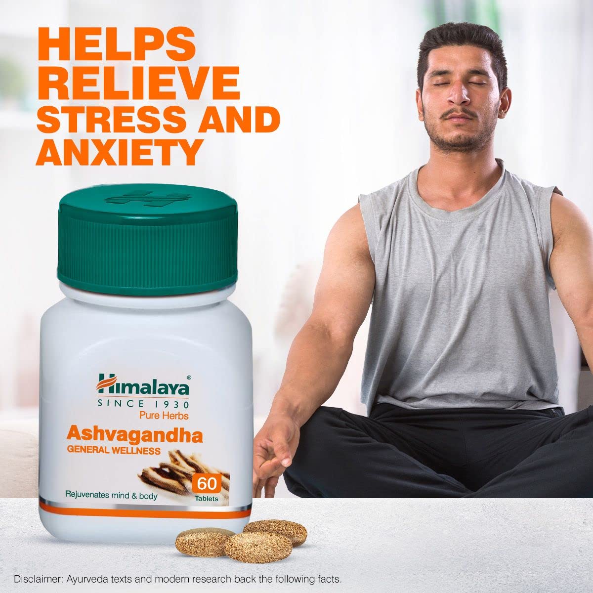 Picture of Ashvagandha General Wellness Tablets | Stress Relief | Rejuvenates Mind & Body - 60 Tablets