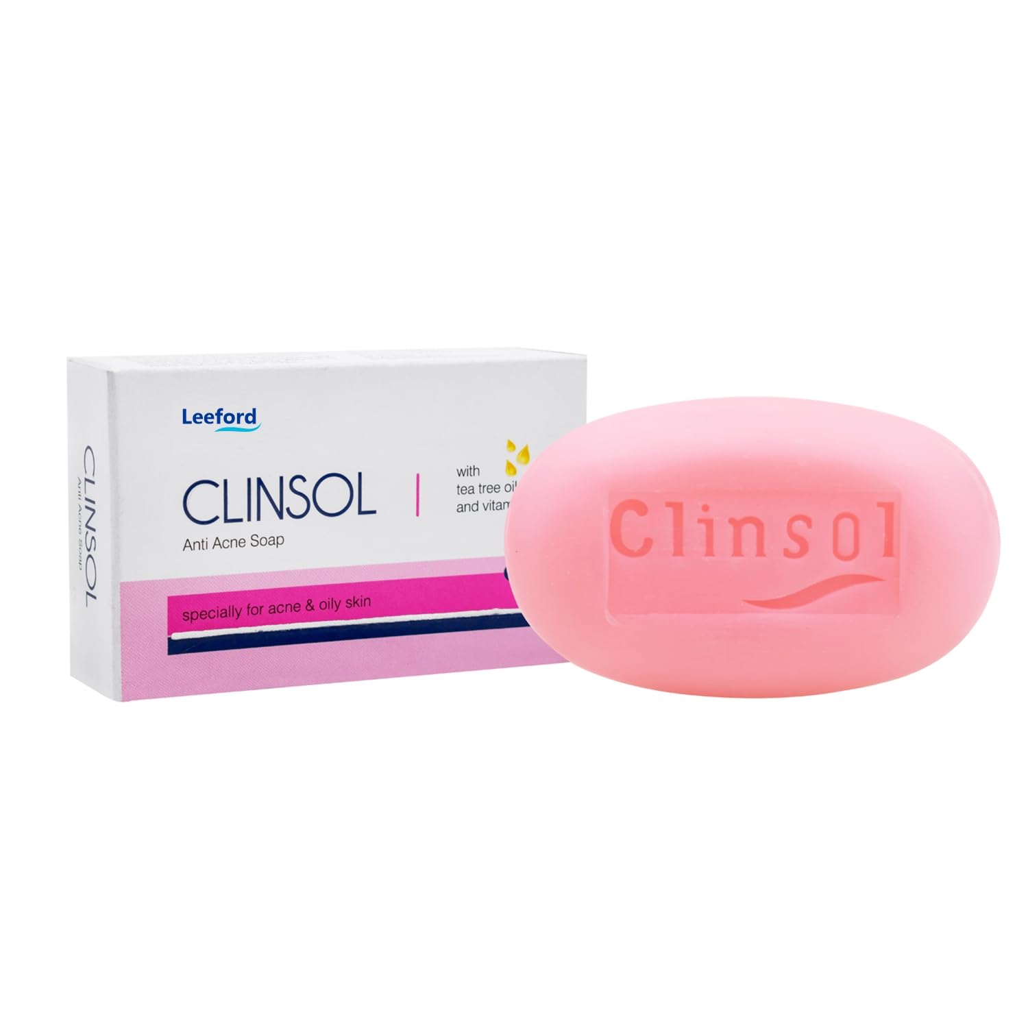 Picture of Leeford Clinsol Soap Pack of 3 (75g Each)- Enriched Tea Tree Oil with Vitamin E for Soft Skin || Gentle on Skin || Helps to remove Acne and Makes Skin..