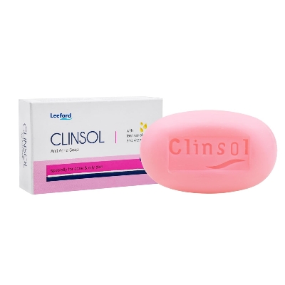 Picture of Leeford Clinsol Soap Pack of 3 (75g Each)- Enriched Tea Tree Oil with Vitamin E for Soft Skin || Gentle on Skin || Helps to remove Acne and Makes Skin..