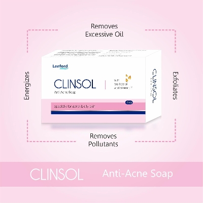 Picture of Leeford Clinsol Soap Pack of 3 (75g Each)- Enriched Tea Tree Oil with Vitamin E for Soft Skin || Gentle on Skin || Helps to remove Acne and Makes Skin..