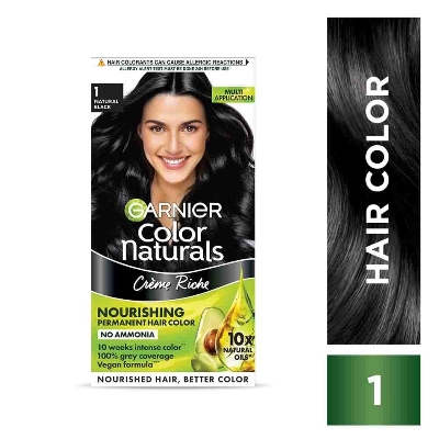 Picture of Indian product Hair styling Garnier Color Natural Black shade no 1 used for male/female - 70 ml + 60 gm