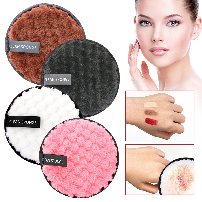 Picture of Clean Sponge Microfiber Makeup Remover Reusable Cleansing Makeup Face Cleansing Towel Cotton Double layer 1pcs