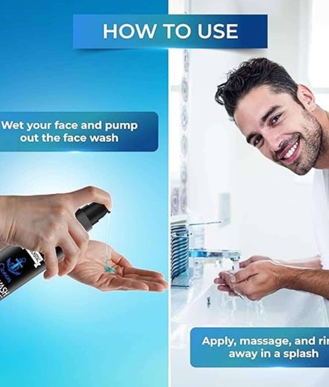 Picture of Muuchstac Ocean Face Wash for Men | Fight Acne & Pimples, Brighten Skin, Clears Dirt, Oil Control, Refreshing Feel - Multi-Action Formula (100 ml)